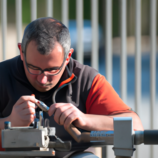 תמונה של המנעולן הצדודית שלנו מעכו, ממוקד ועובד על מנגנון מנעול מורכב.