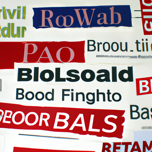 קולאז' של קטעי עיתונים, פוסטים בבלוג ודירוגים המסמלים את המוניטין של חברה